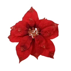 Stella di Natale di Natale su pinza (D25 cm) Velluto scintillante Bordeaux