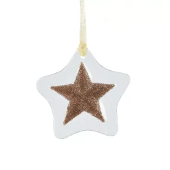 Stella di Natale in vetro (D7 cm) Morillon Bianco e oro glitterato