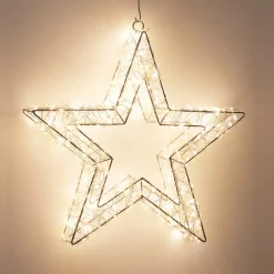 Stella luminosa da appendere 500 Micro LED (D38 cm) Star Light Argento e bianco caldo