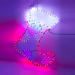 Stivale di Babbo Natale 134 LED (H52 cm) Effetto flash al neon Multicolore