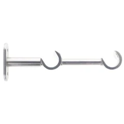 Supporto doppio per asta fissa in metallo (L16 cm / D20 mm) Jim Gutter Argento opaco