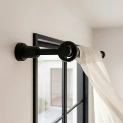 Supporto per asta estensibile in legno (L140 - 160 cm/ D28 mm) Nils Nero opaco