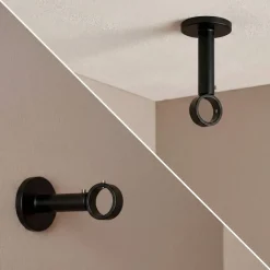 Supporto per bastone singolo fisso (L65 / D28) Lino Nero opaco