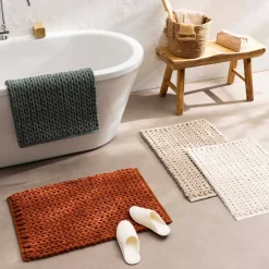Tappeto da bagno in cotone (50 x 80 cm) Ariel Ecru