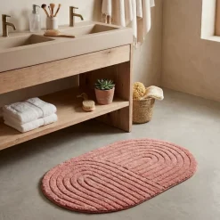Tappeto da bagno ovale in cotone tuftato (50 x 80 cm) Boho-chic Terracotta