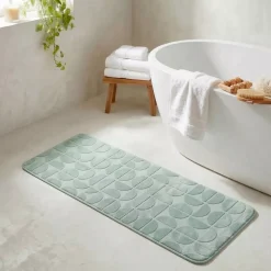 Tappeto da bagno rettangolare in memory foam (45 x 120 cm) Motivo Verde eucalipto