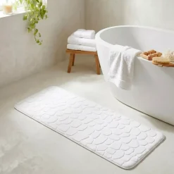 Tappeto da bagno rettangolare memory foam (50 x 120 cm) Galeo Bianco