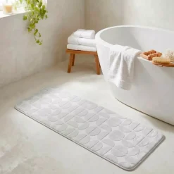 Tappeto da bagno rettangolare in memory foam (45 x 120 cm) Motivo Grigio chiaro