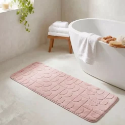Tappeto da bagno rettangolare in memory foam (45 x 120 cm) Motivo Rosa cipria