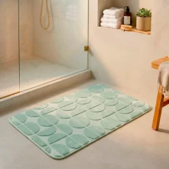Tappeto da bagno rettangolare in memory foam (50 x 80 cm) Motivo Verde eucalipto