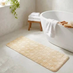 Tappeto da bagno rettangolare in memory foam (45 x 120 cm) Motivo Beige