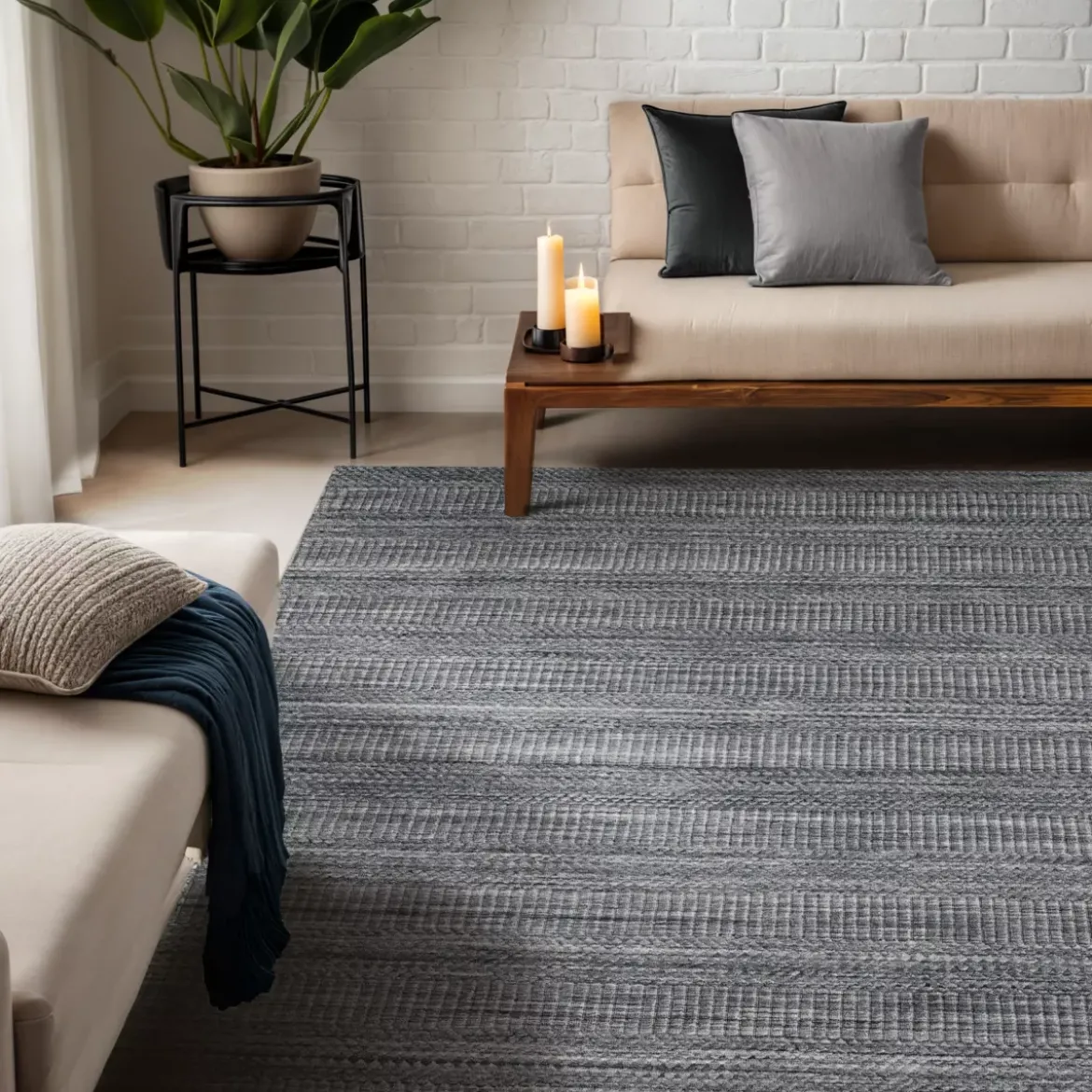 Tappeto da soggiorno rettangolare in materiale riciclato (160 x 230 cm) Aiko Grigio