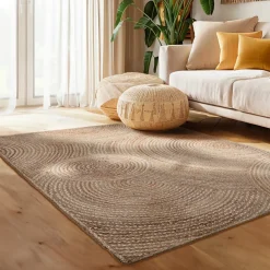 Tappeto da soggiorno rettangolare in juta intrecciata a mano (140 x 200 cm) Neha Beige