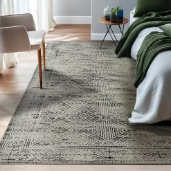 Tappeto da soggiorno rettangolare jacquard (140 x 200 cm) Zahra Nero