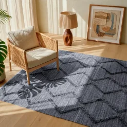 Tappeto da soggiorno rettangolare in materiale riciclato tufted (160 x 230 cm) Noori Grigio