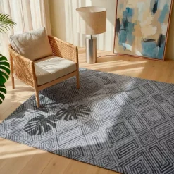 Tappeto da soggiorno rettangolare in materiale riciclato tafted (160 x 230 cm) Shelton Grigio