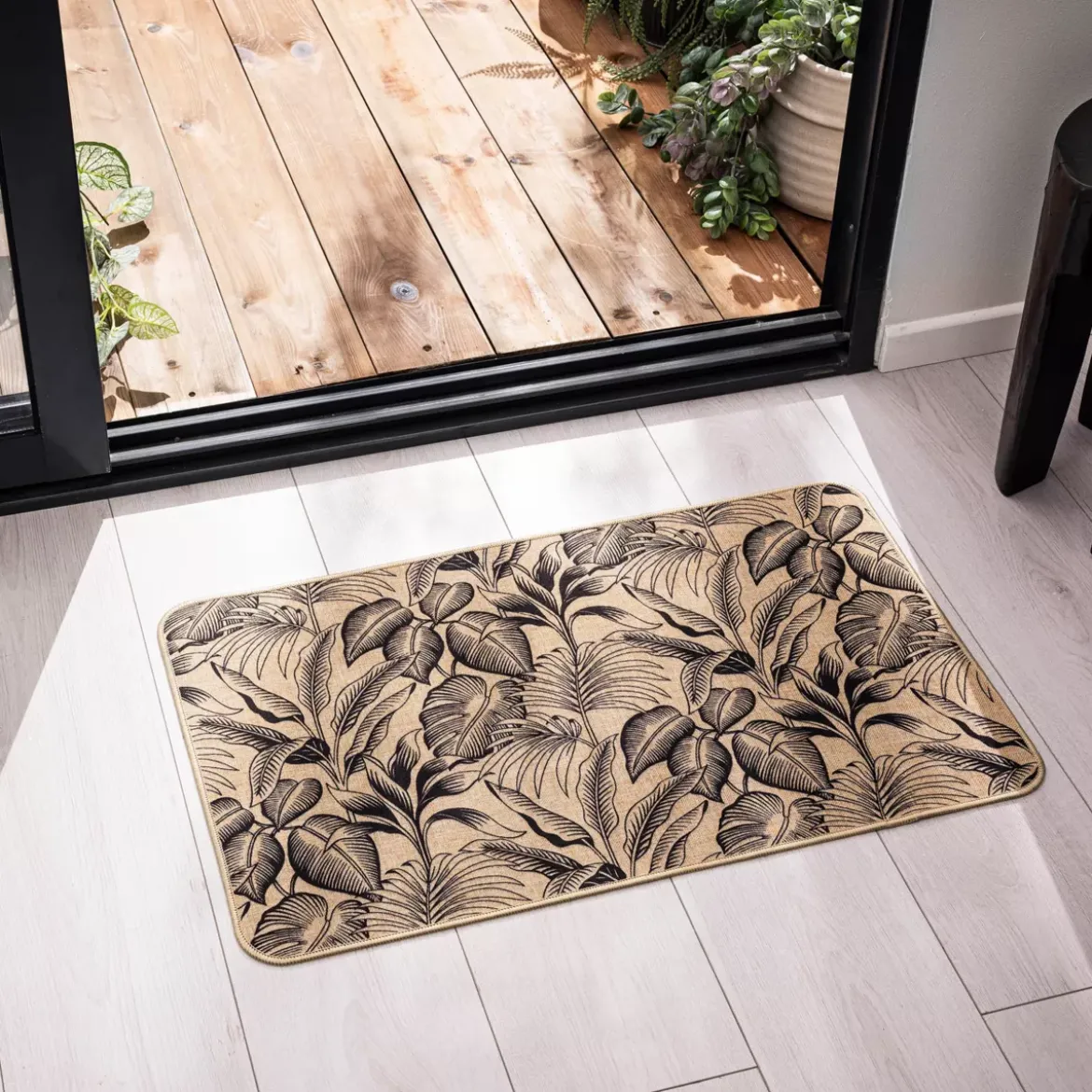 Tappeto intrecciato antiscivolo (45 x 75 cm) Stylis Nero