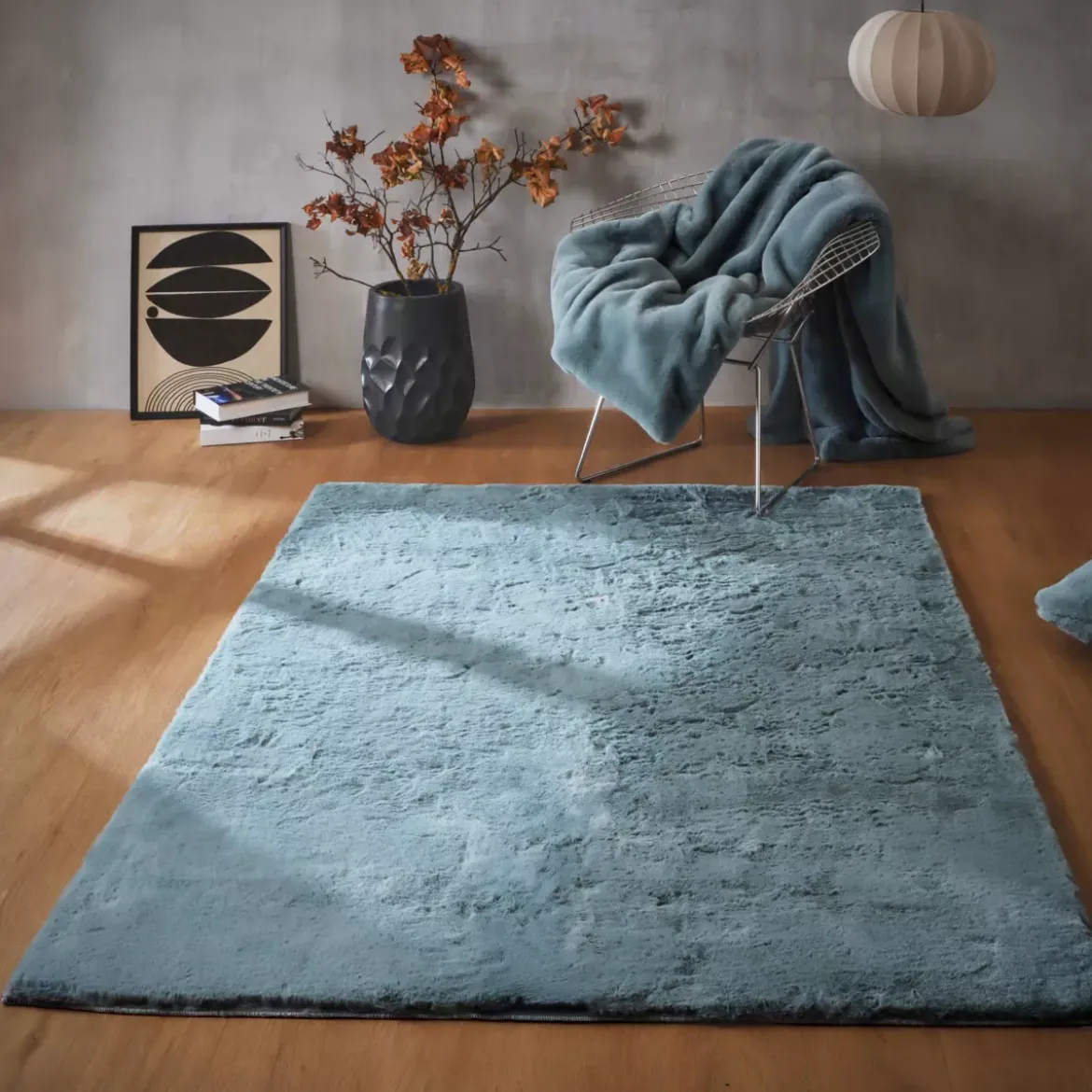 Tappeto rettangolare in finta pelliccia (140 x 200 cm) Finn Blu