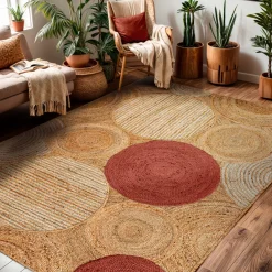 Tappeto rettangolare in juta fatto a mano (140 x 200 cm) Tara Terracotta