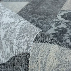 Tappeto rettangolare jacquard per soggiorno (140 x 200 cm) Rishi Nero e grigio