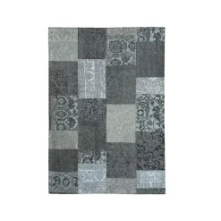 Tappeto rettangolare jacquard per soggiorno (140 x 200 cm) Rishi Nero e grigio