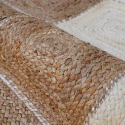 Tappeto rettangolare per sala in iuta intrecciato a mano (140 x 200 cm) Advay Beige