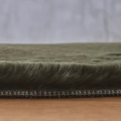 Tappeto rotondo in finta pelliccia (80 cm) Finn Verde kaki
