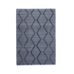 Tappeto da soggiorno rettangolare in materiale riciclato tinto (140 x 200 cm) Noori Grigio