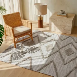 Tappeto da soggiorno rettangolare in materiale riciclato tufted (160 x 230 cm) Kaito Avorio