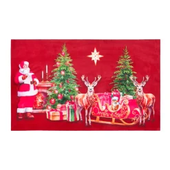 Tappeto natalizio antiscivolo (45 x 75 cm) Vigilia di Natale Rosso