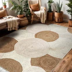 Tappeto rettangolare per salotto in juta intrecciata a mano (200x300 cm) Reina Beige