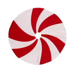 Tappeto rotondo di abete (D90 cm) Rosso e bianco Caramella