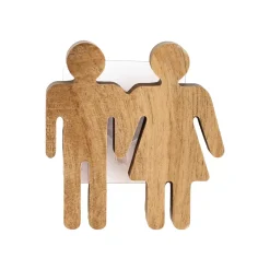Targhetta porta WC Uomo / Donna adesiva in acacia Easy chic Naturale