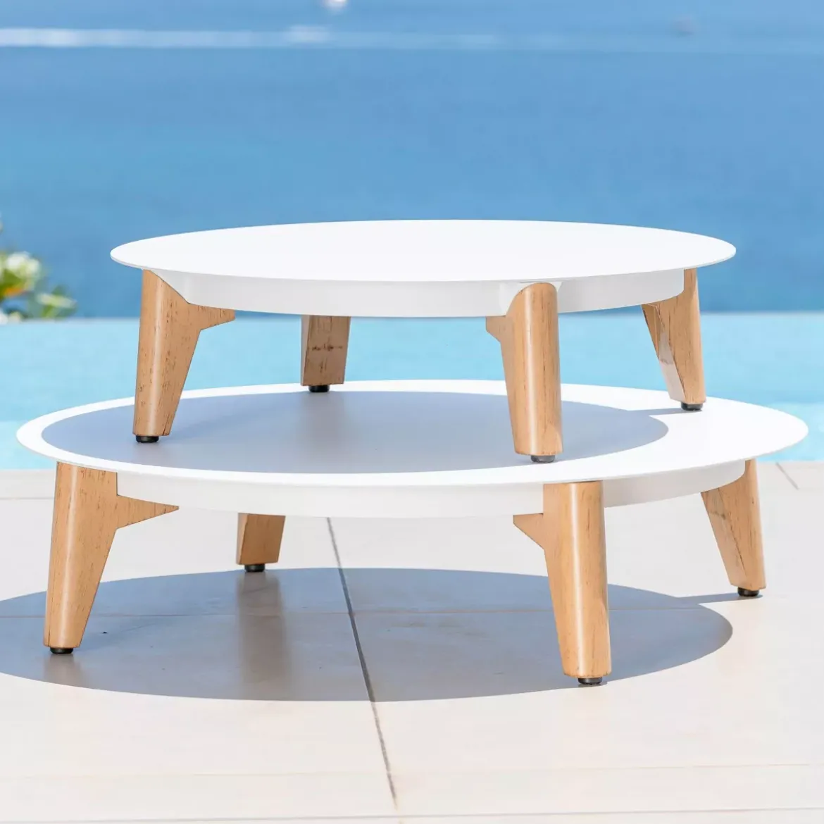 Tavolino basso rotonde (P86 cm) Monte Carlo Bianco