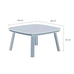 Tavolino da giardino quadrato alluminio Amalfi Bianco