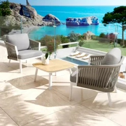 Tavolino da giardino quadrato alluminio Amalfi Bianco