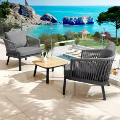 Tavolino da giardino quadrato in alluminio Amalfi Grigio antracite