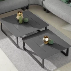 Tavolino da giardino quadrato in alluminio (70 x 70 cm) Long Beach Grigio antracite