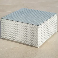 Tavolino da giardino quadrato polyrattan Calvi - Bianco
