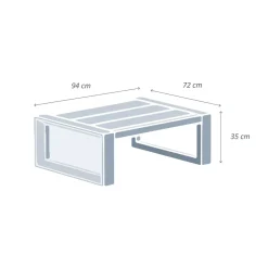 Tavolino da giardino rettangolare in alluminio (94 x 72 cm) Elba Bianco