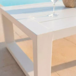 Tavolino da giardino rettangolare in alluminio (94 x 72 cm) Elba Bianco