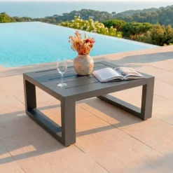 Tavolino da giardino rettangolare in alluminio (94 x 72 cm) Elba Grigio antracite