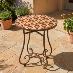 Tavolino d'appoggio rotondo in mosaico (H46 x D39 cm) Madrid Marrone