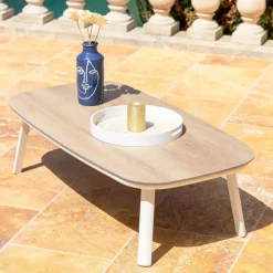 Tavolino rettangolare alluminio Amalfi Bianco