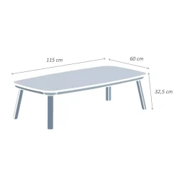 Tavolino rettangolare alluminio Amalfi Bianco