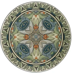 Tavolino rotondo in mosaico (H46 x D39 cm) Cancùn Verde salvia
