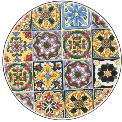 Tavolino rotondo in mosaico (H46 x D39 cm) Braga Multicolore