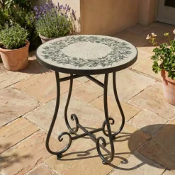 Tavolino rotondo in mosaico (H46 x D39 cm) Atene Beige