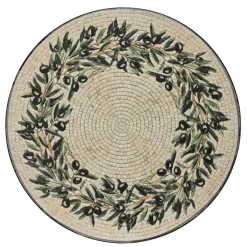 Tavolino rotondo in mosaico (H46 x D39 cm) Atene Beige