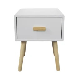 Tavolino da notte per bambini 1 cassetto in legno (H44 cm) Livio Bianco